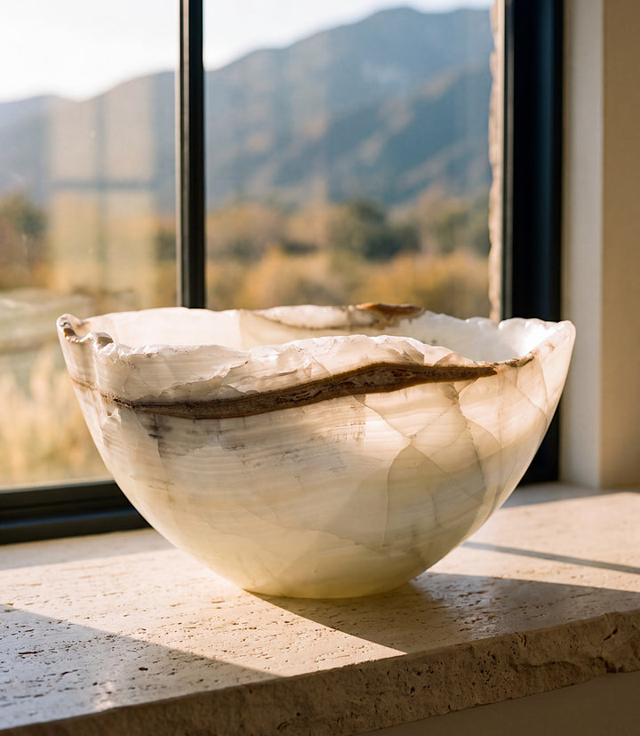 Solstice Hand-Carved Natural Onyx Freeform Bowl