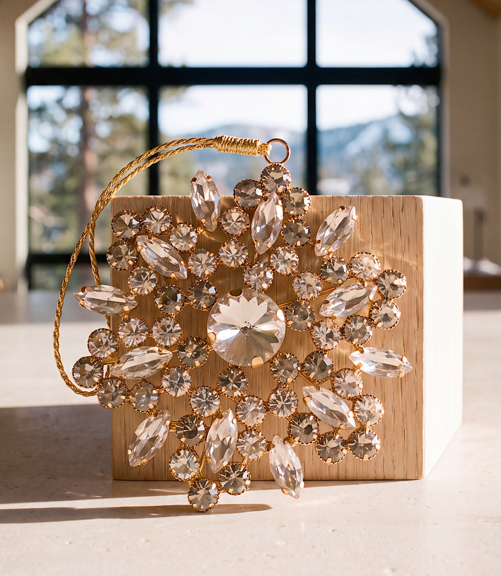 Golden Crystal Snowflake Ornament
