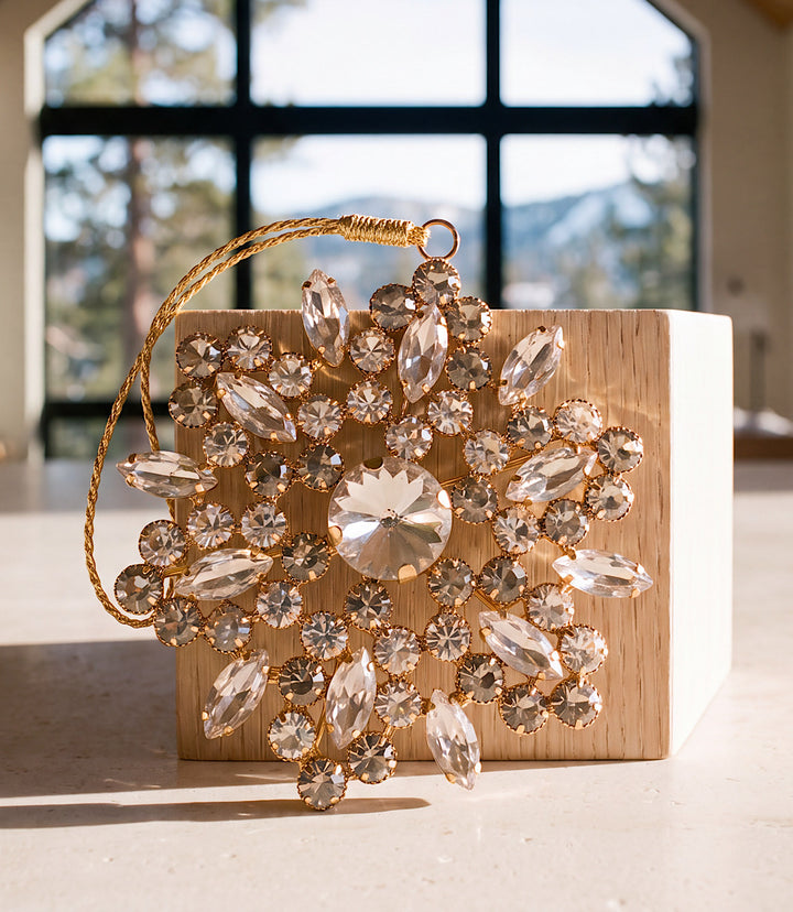 Golden Crystal Snowflake Ornament