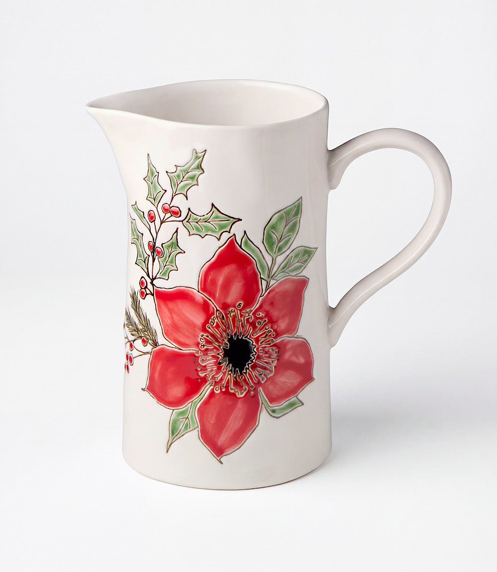 Festive Bloom Ceramic Pitcher