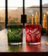 Etched Holly Tumbler Glasses, Set Of 2