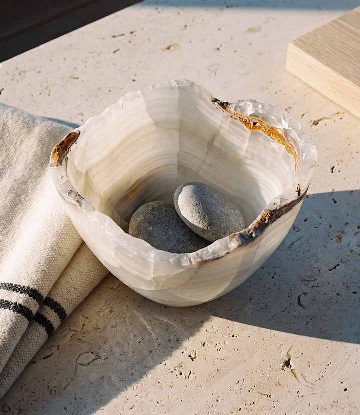 Solstice Hand-Carved Natural Onyx Freeform Bowl