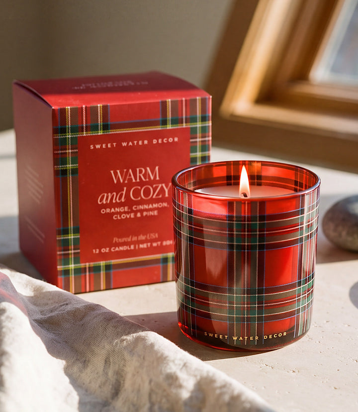 Plaid Glass Candle