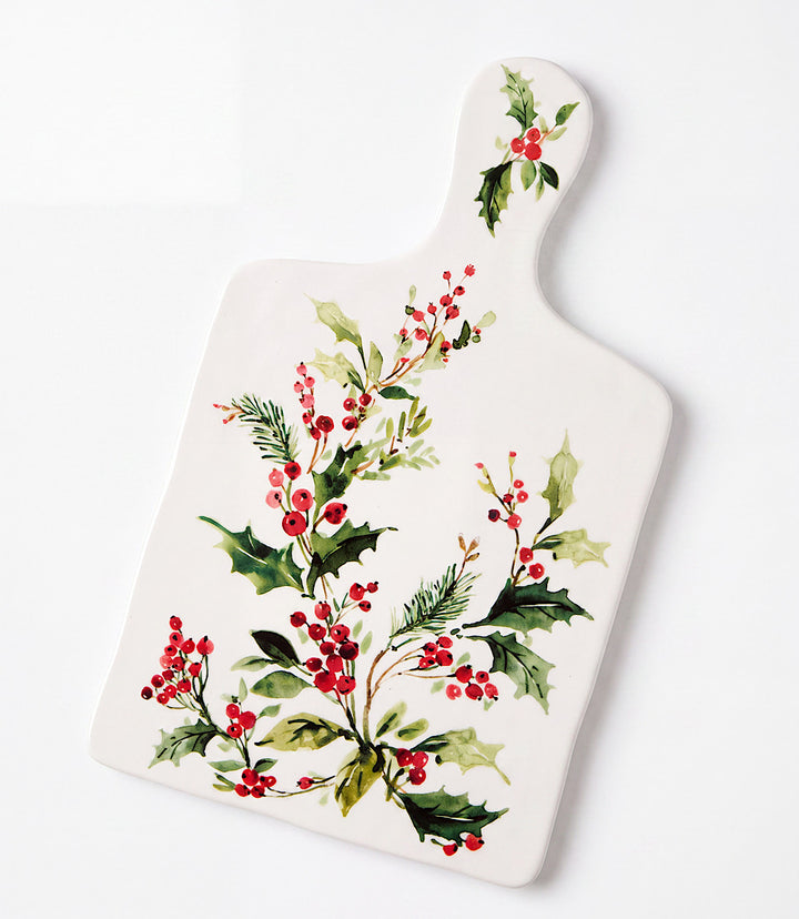 Holly Berry Ceramic Serving Board