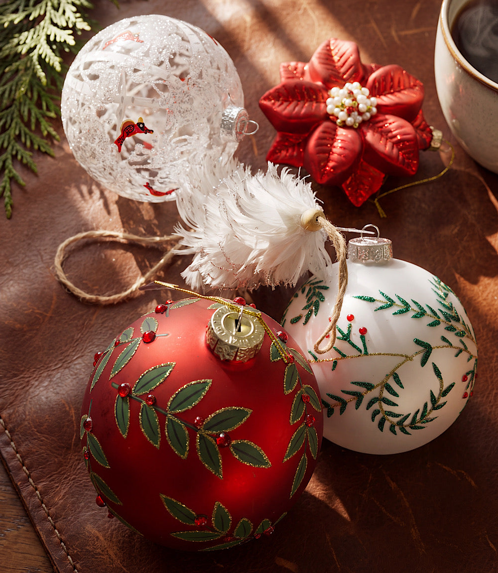 Flocked Feather Tree Ornament