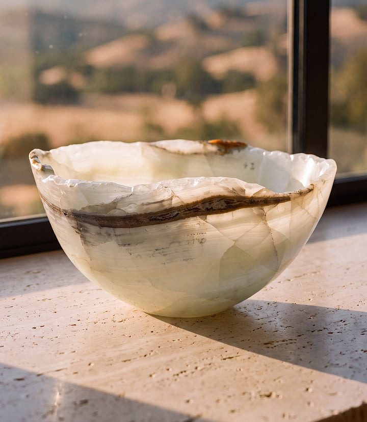 Solstice Hand-Carved Natural Onyx Freeform Bowl