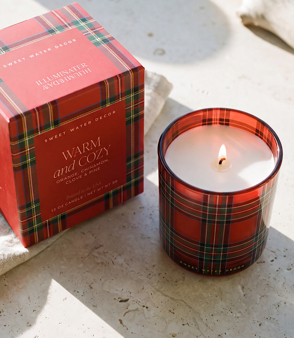 Plaid Glass Candle