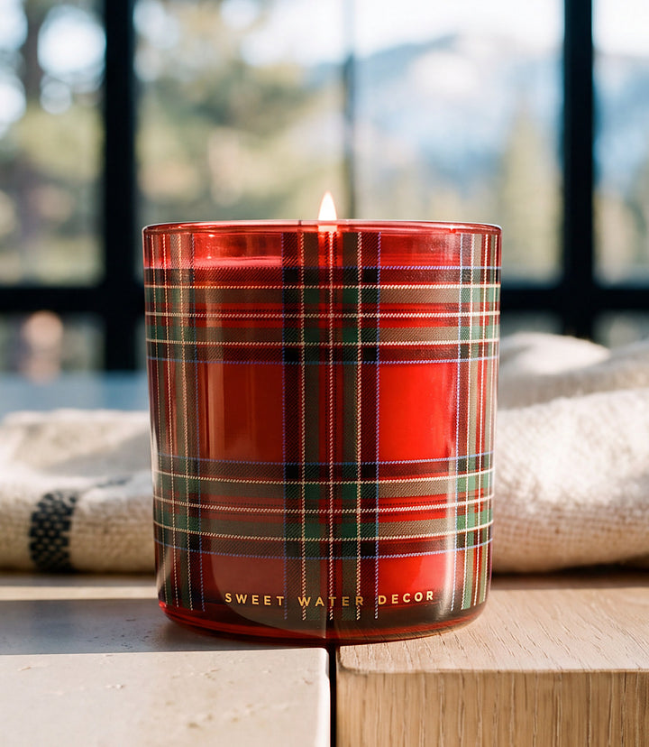 Plaid Glass Candle