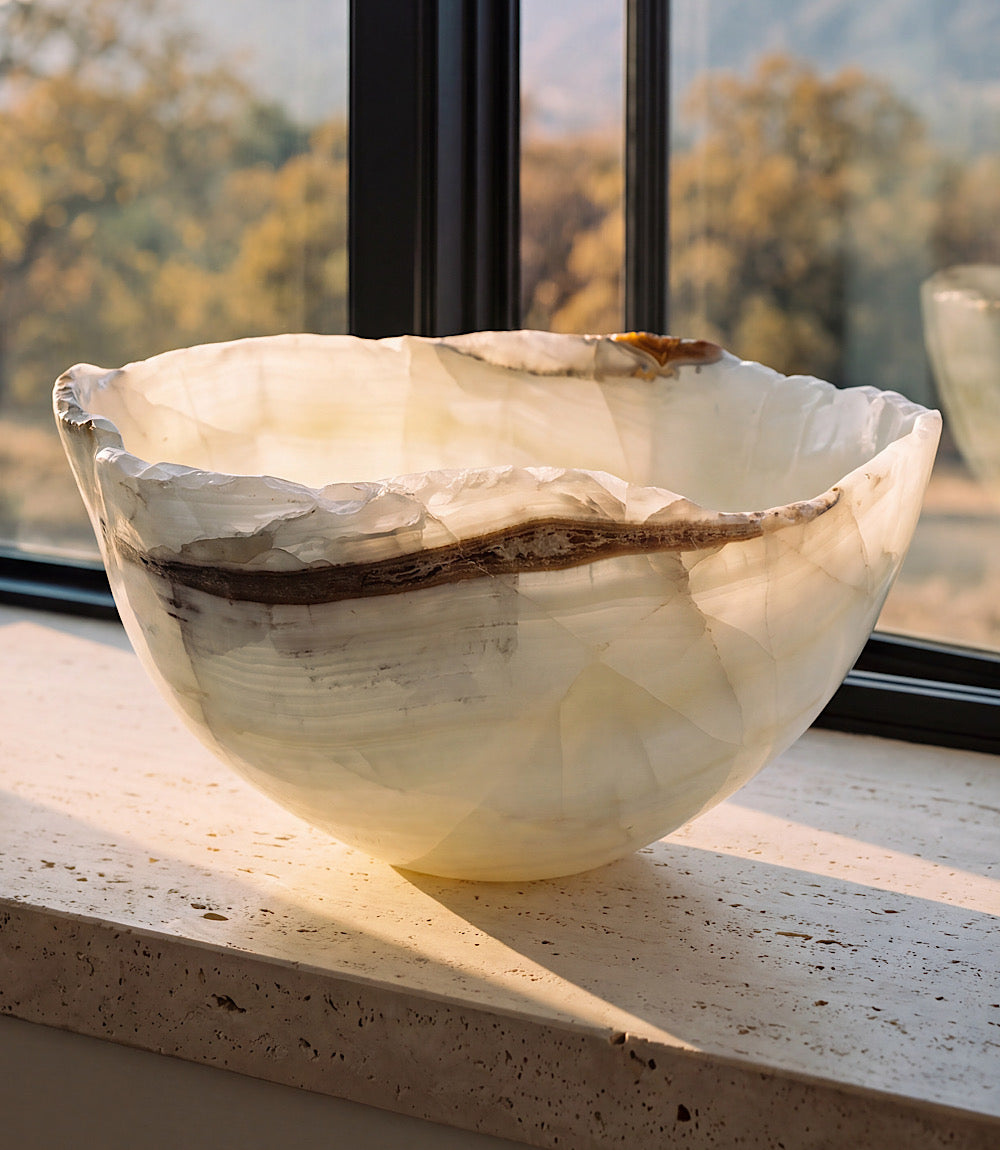 Solstice Hand-Carved Natural Onyx Freeform Bowl