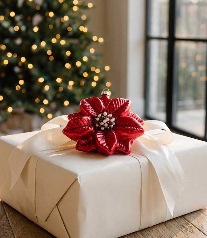 Poinsettia Glass Ornament