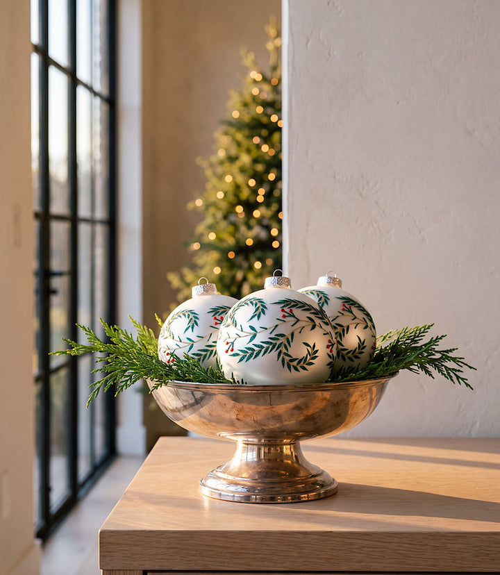 Metallic Leaf Glass Ball Ornament