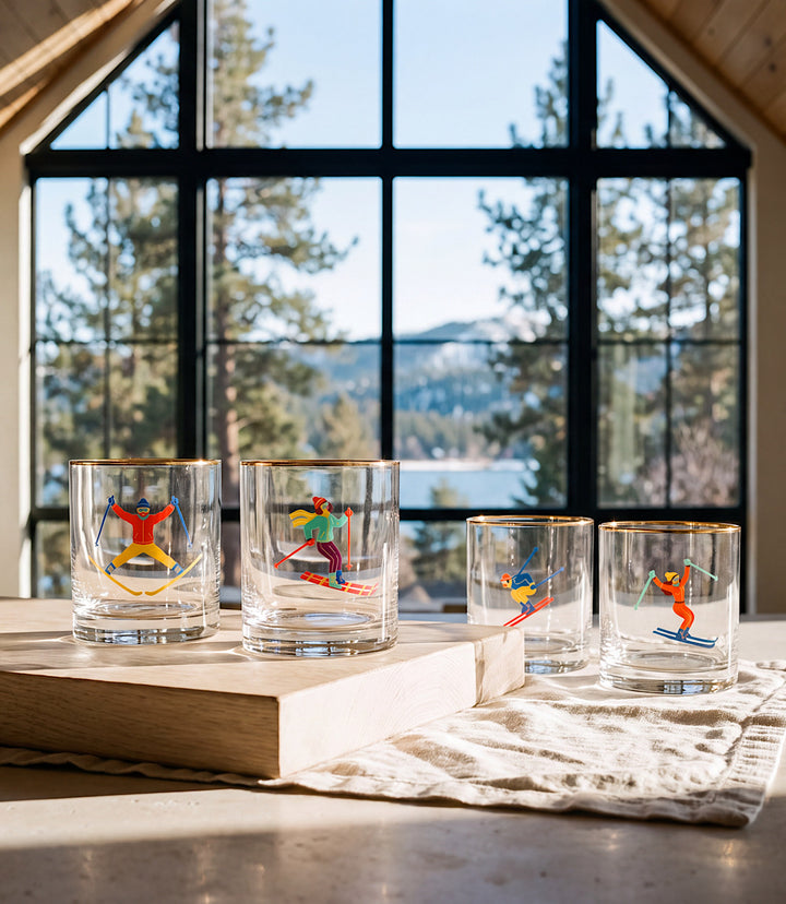 Skiers Tumbler Glasses, Set Of 4