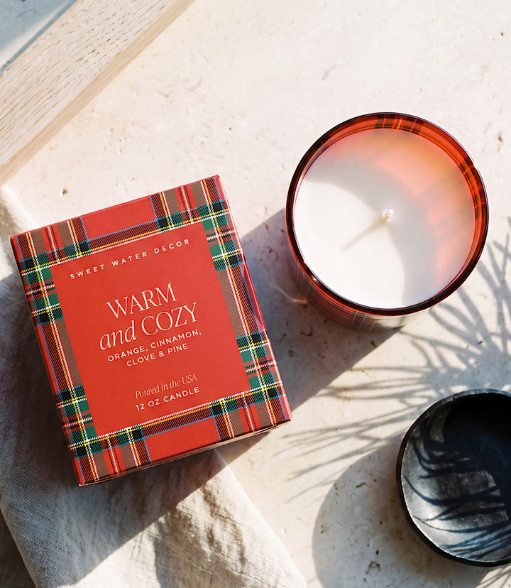 Plaid Glass Candle