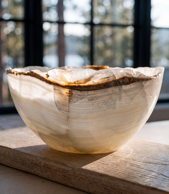 Solstice Hand-Carved Natural Onyx Freeform Bowl
