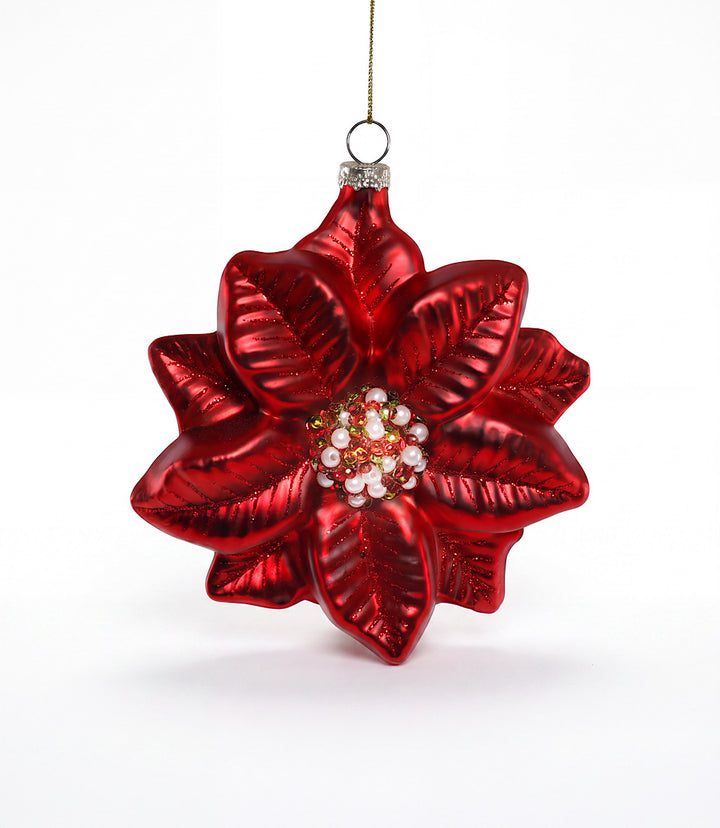 Poinsettia Glass Ornament