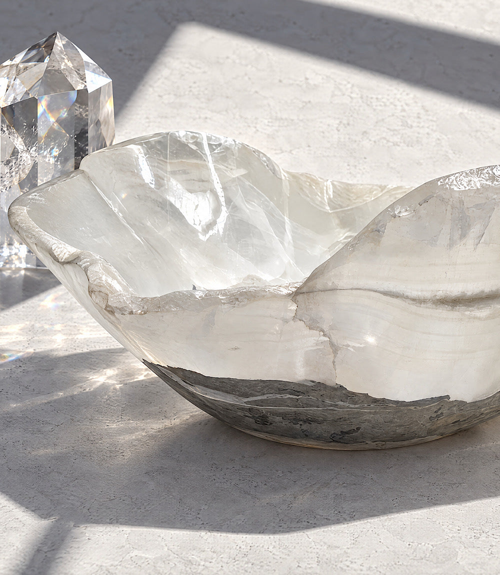 Meridian Hand-Carved Natural Onyx Freeform Bowl
