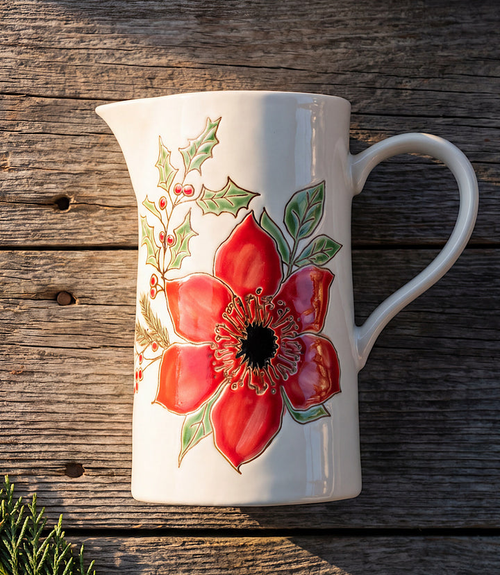 Festive Bloom Ceramic Pitcher