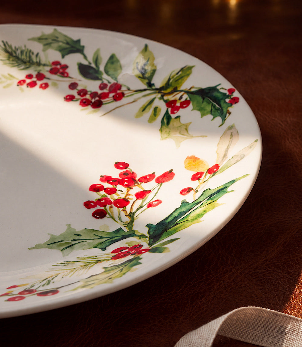 Holly Berry Ceramic Oval Platter