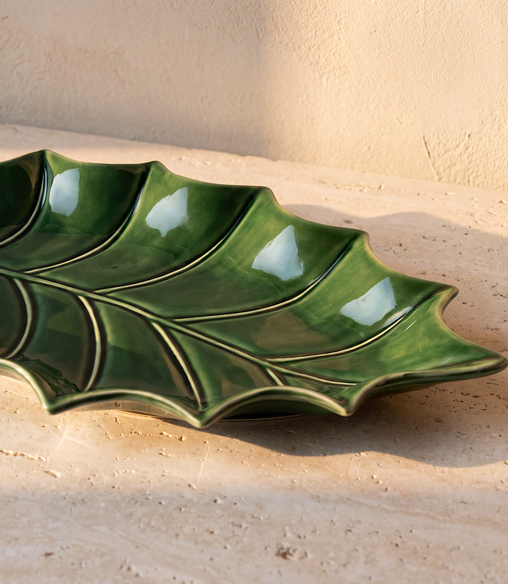 Holly Leaf Ceramic Serving Platter
