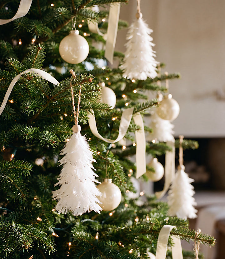 Flocked Feather Tree Ornament
