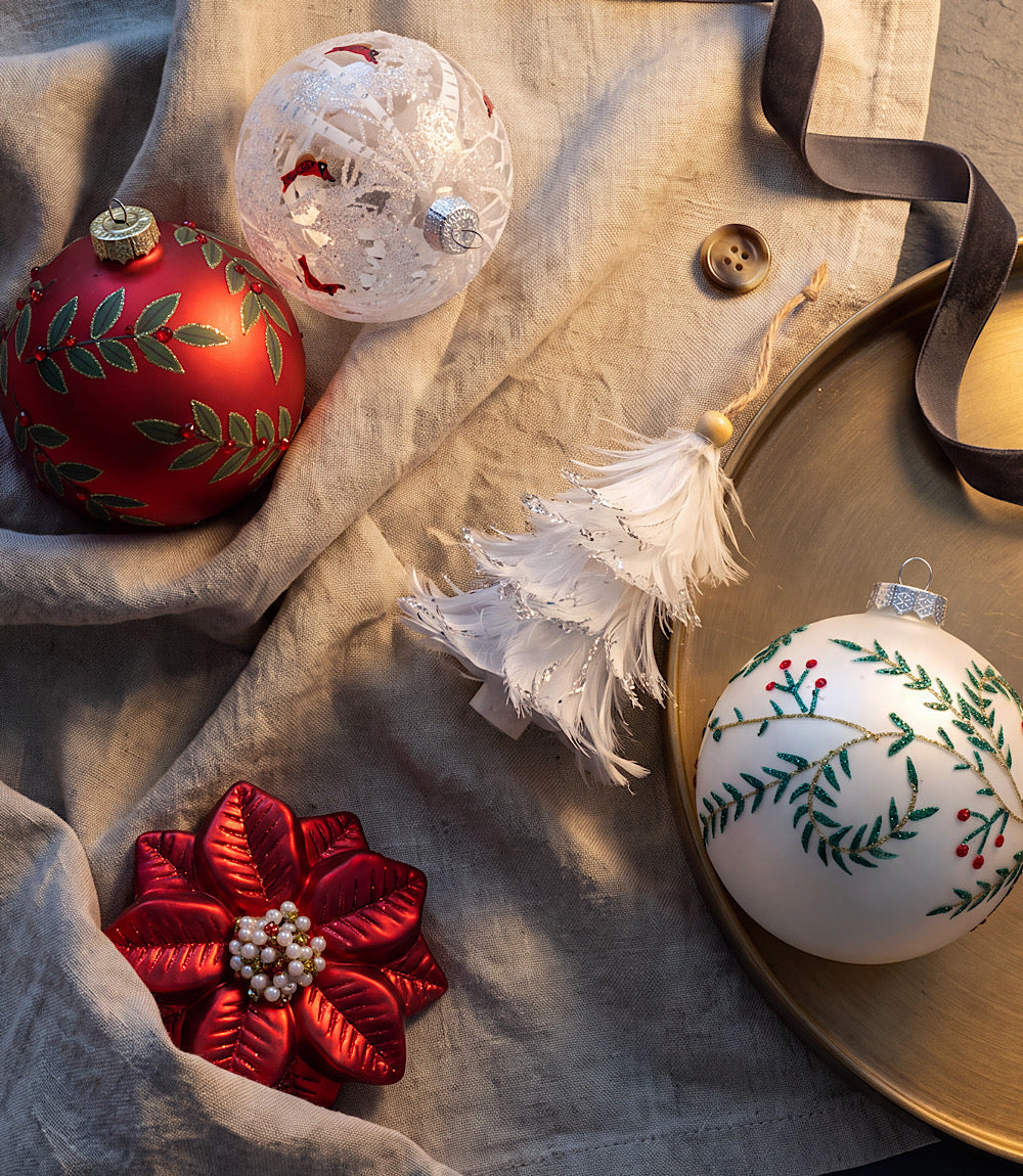 Poinsettia Glass Ornament