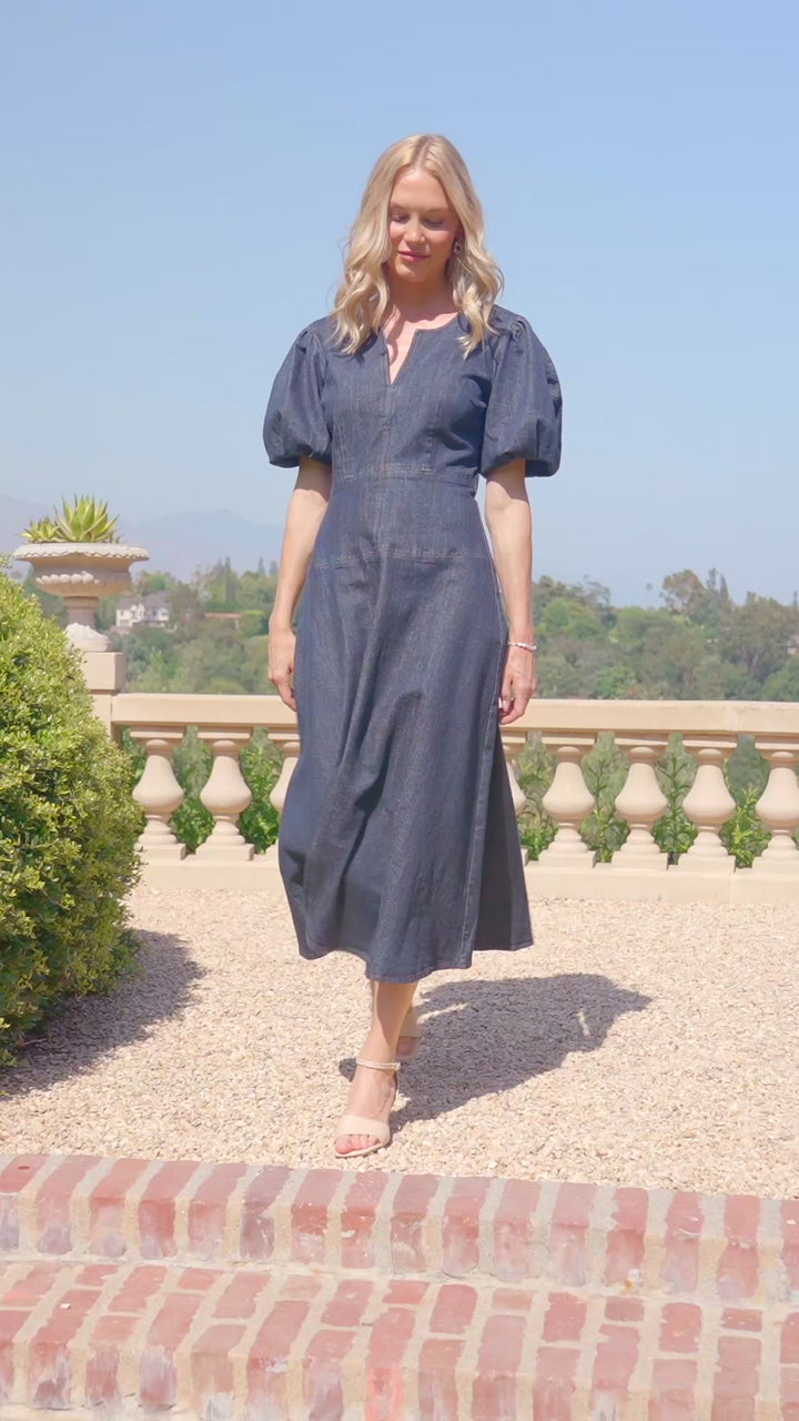 Puff Sleeve Midi Dress