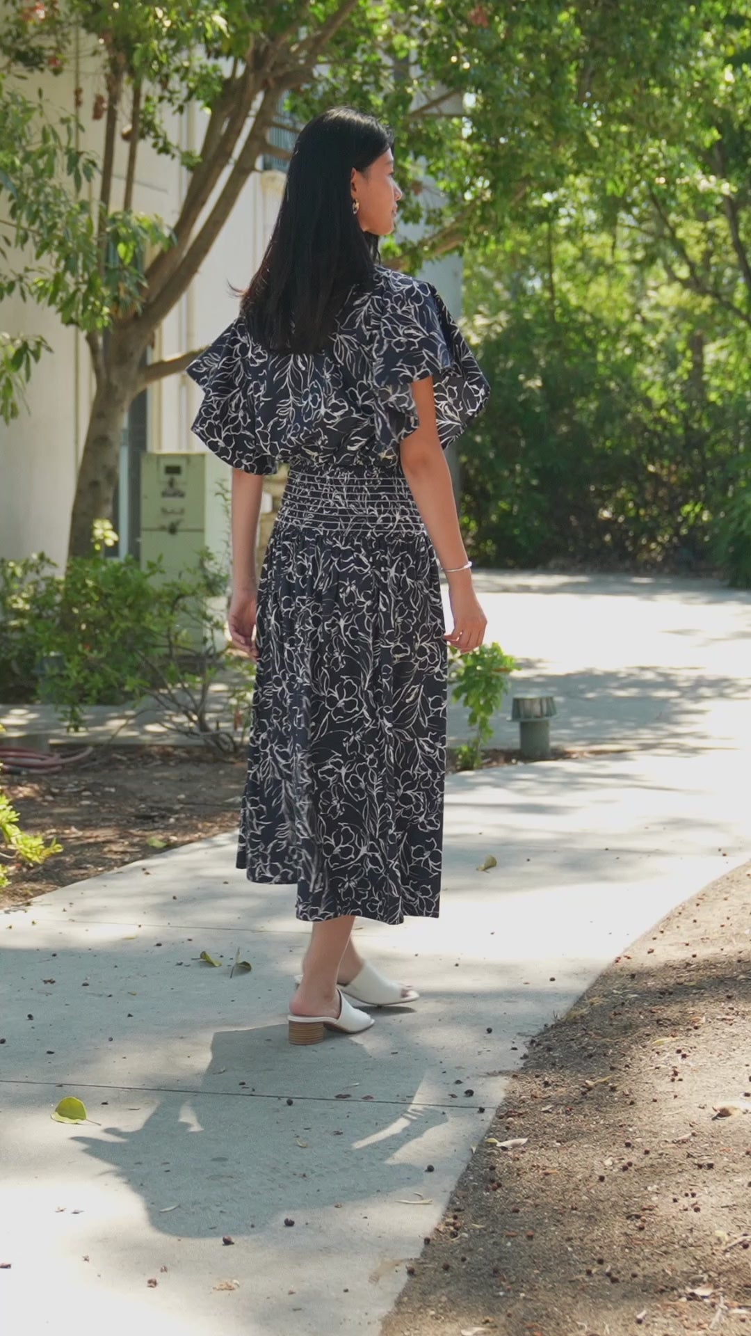 Smocked Waist Midi Skirt
