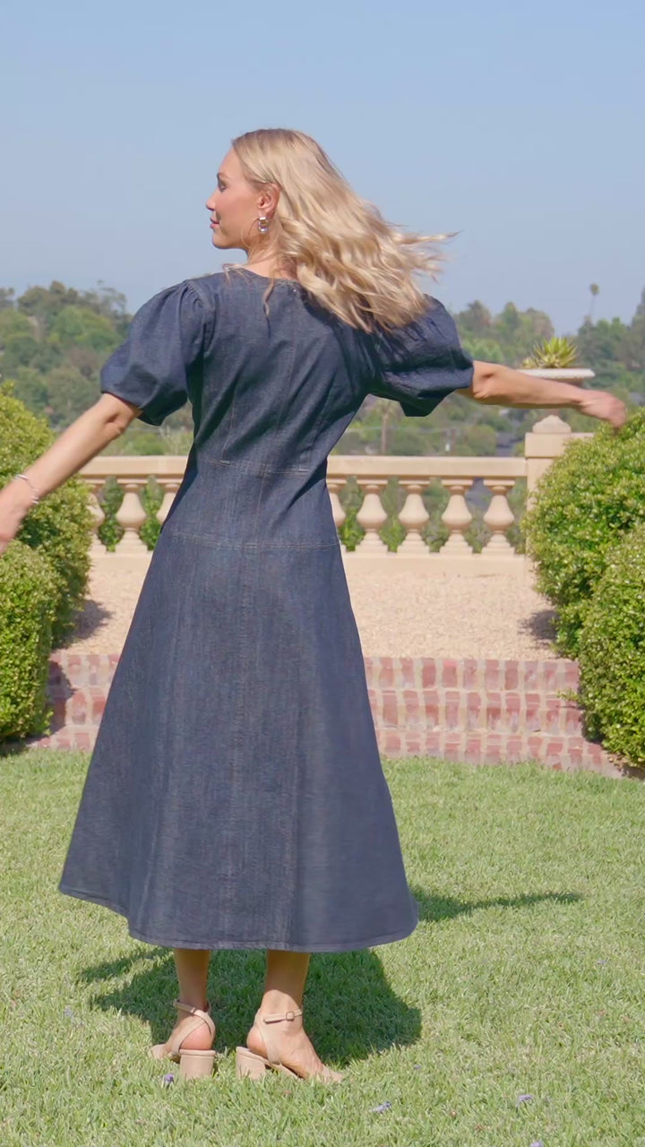 Puff Sleeve Midi Dress