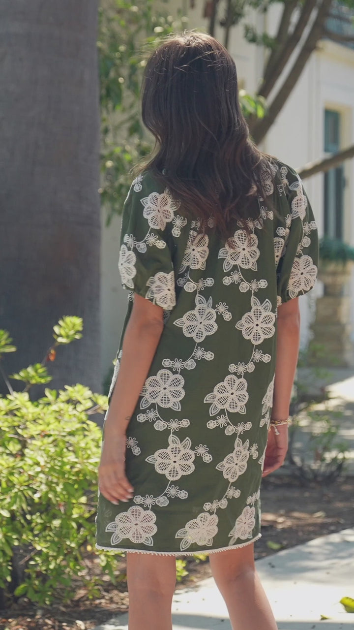 Puff Sleeve Tassel Dress