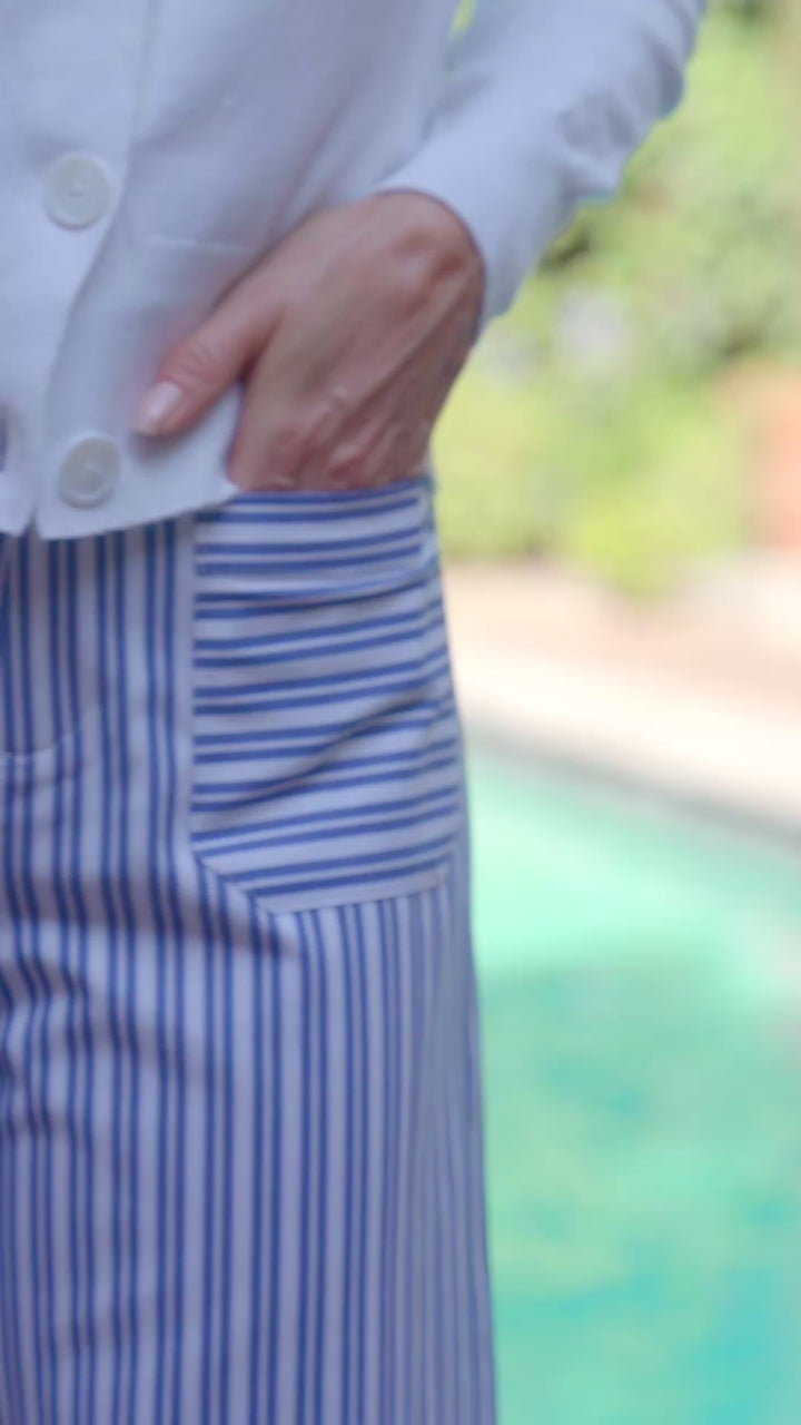 Stripe Cropped Wide-Leg Pants