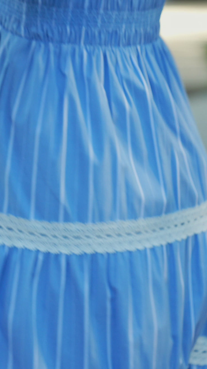 Stripe Sleeveless Tiered Midi Dress