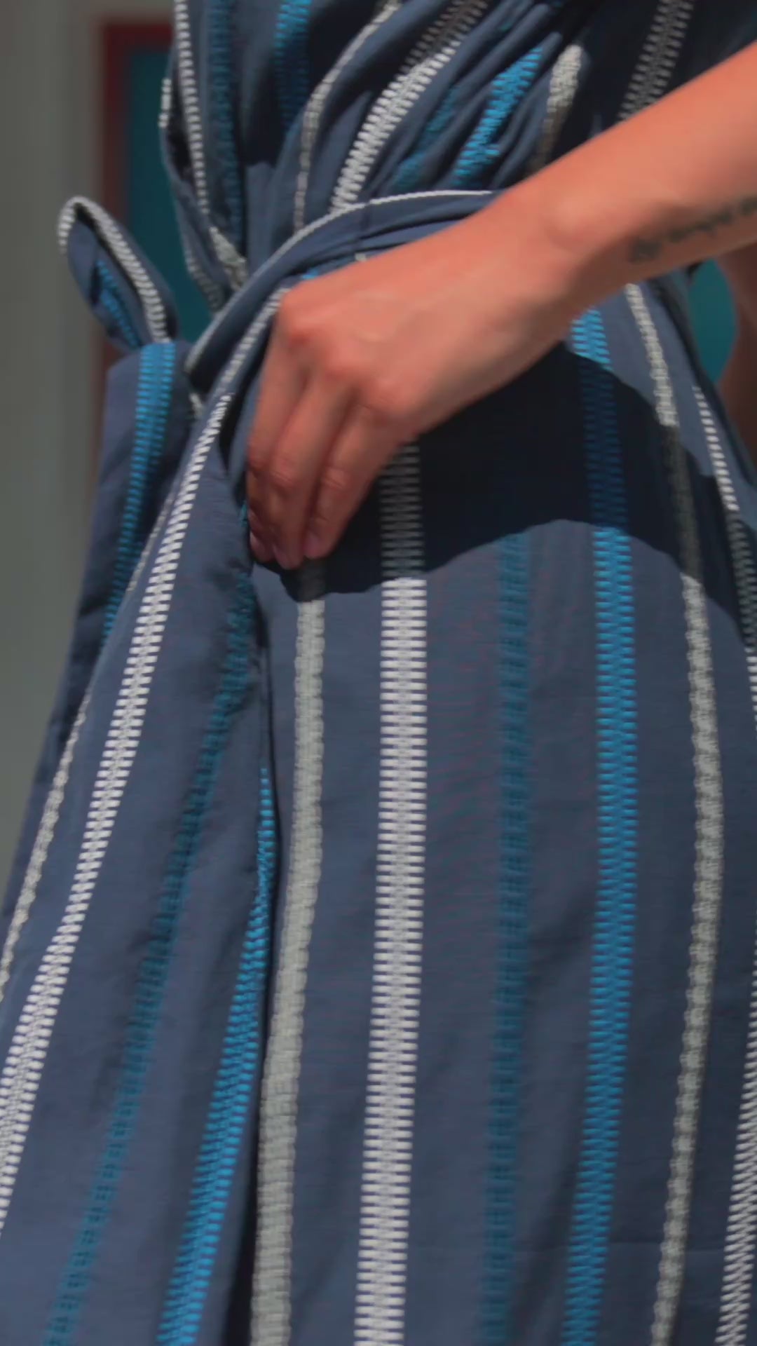 Embroidered Cuffed Sleeve Midi Dress