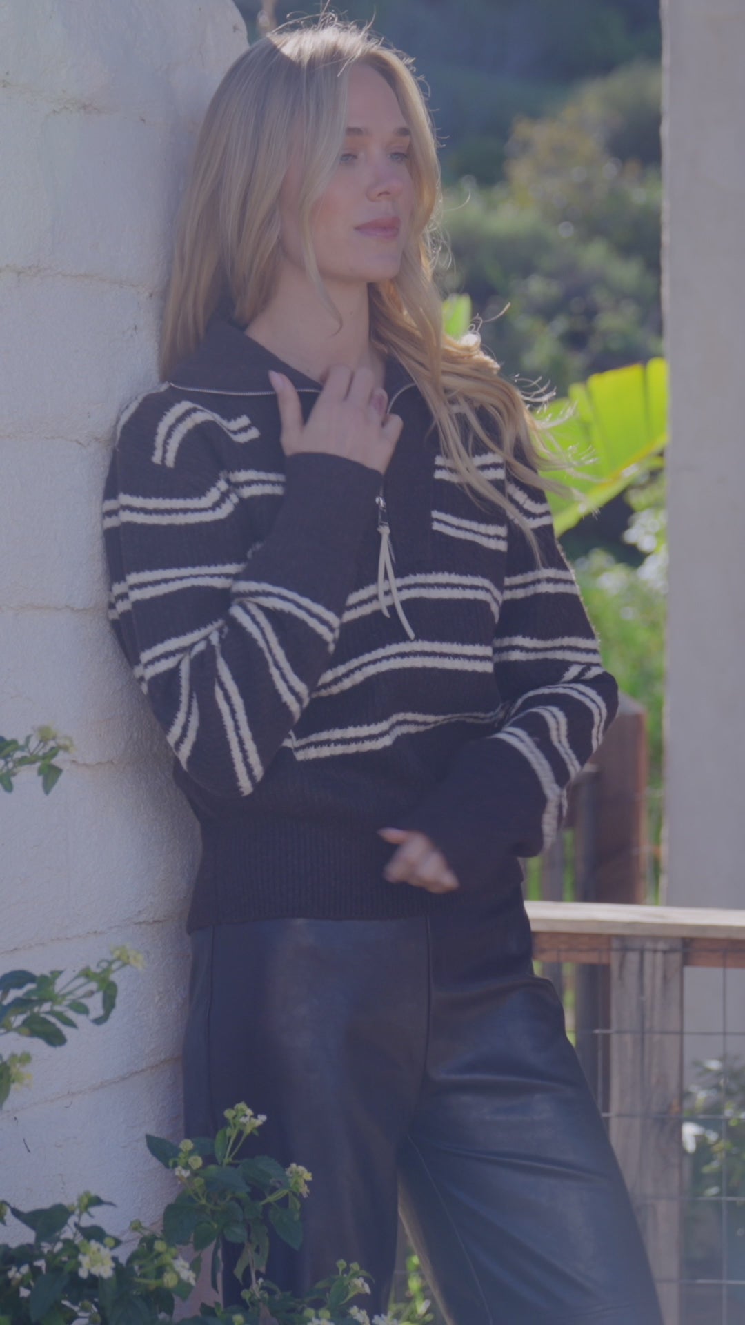 Stripe Half Zip Sweater