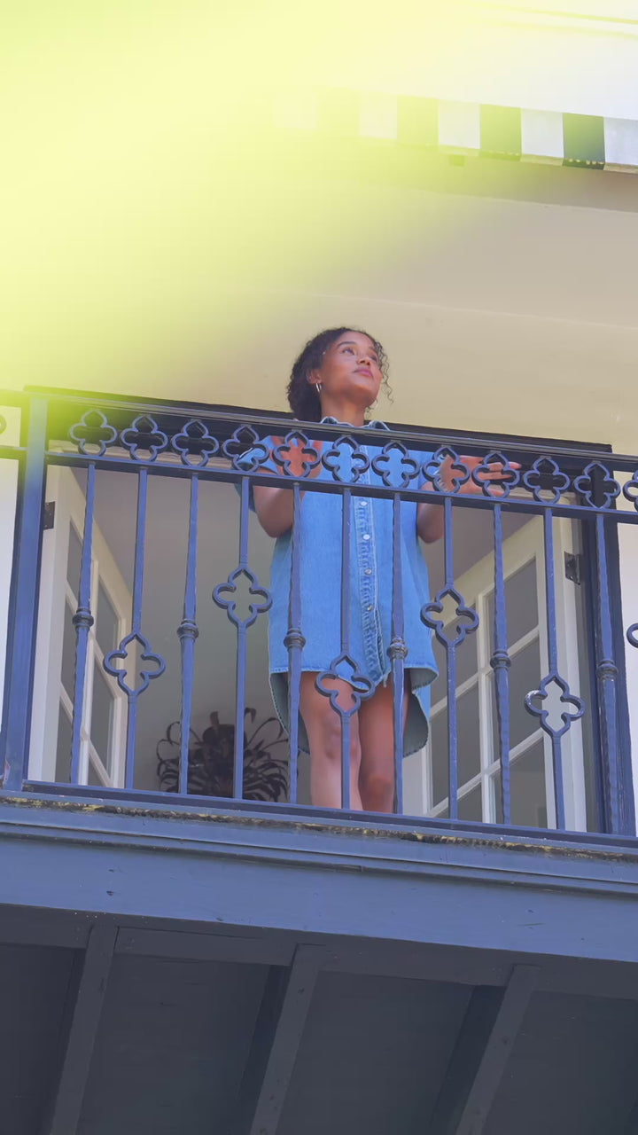 Cap Sleeve Denim Shirtdress