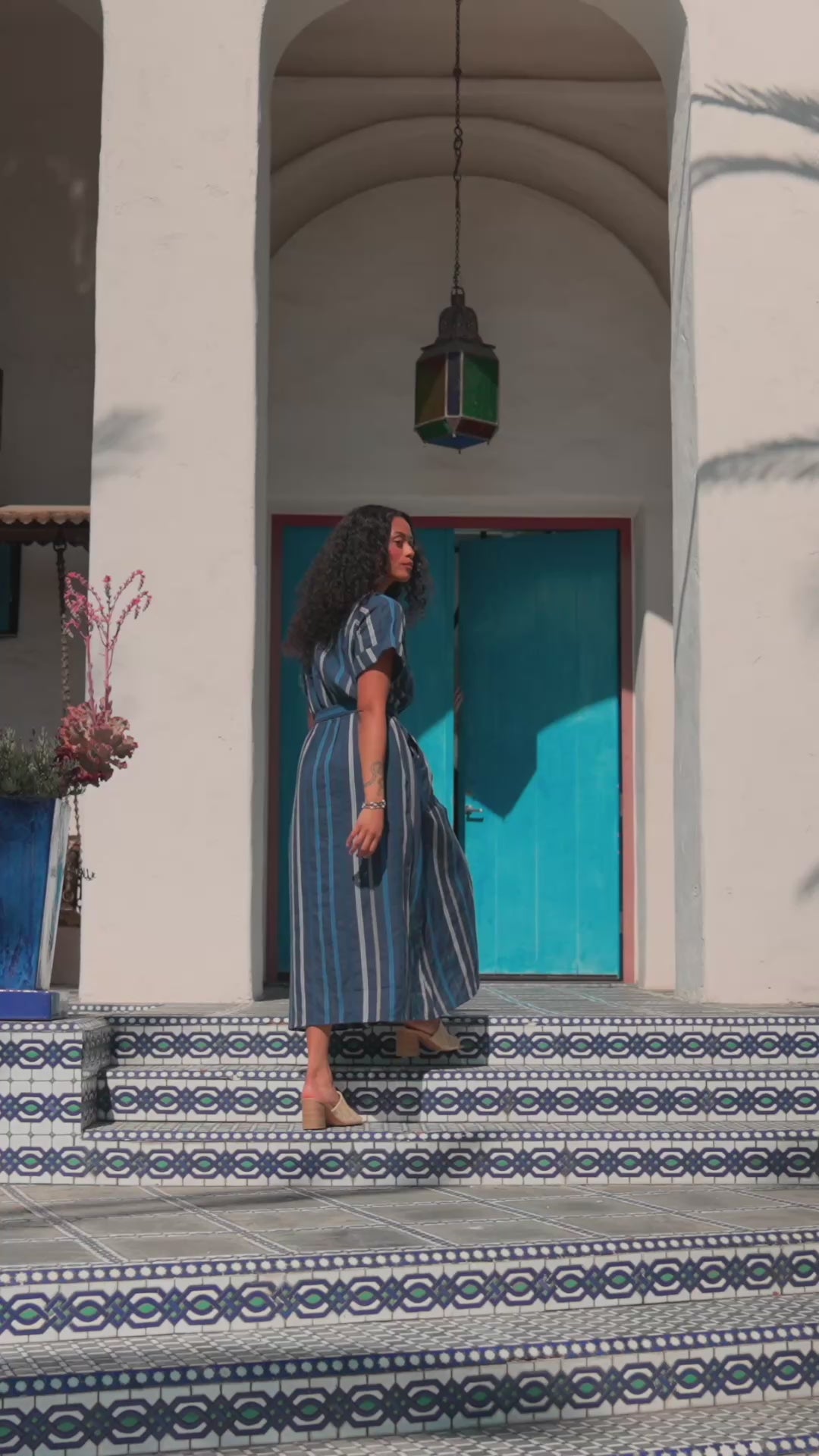 Embroidered Cuffed Sleeve Midi Dress