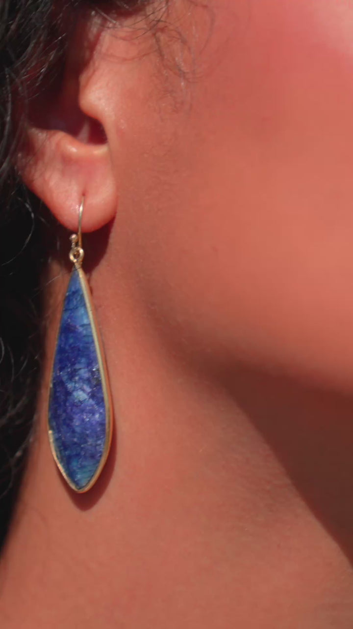 Large Natural Gemstone Earrings