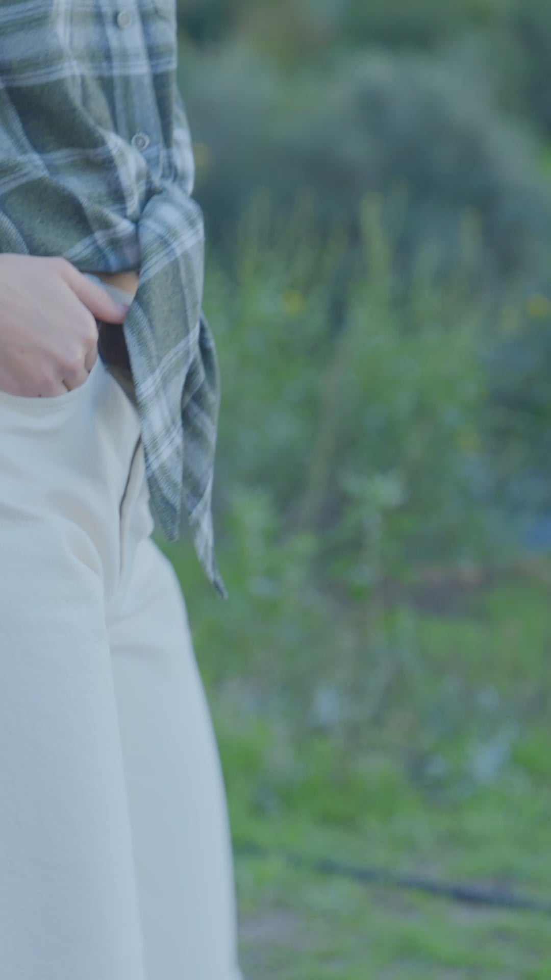 Long Sleeve Plaid Tie-Front Shirt