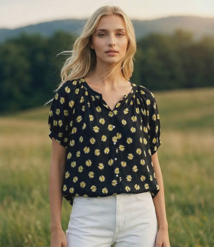 Puff Sleeve Peasant Top