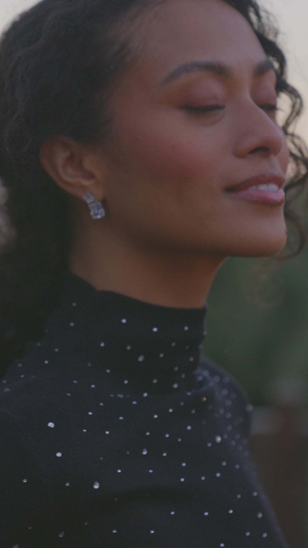 Rhinestone Mock Neck Sweater
