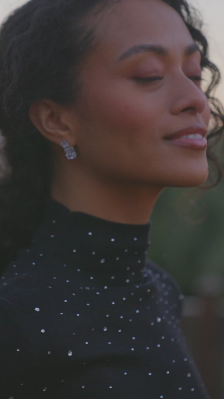 Rhinestone Mock Neck Sweater