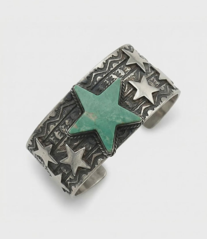 Sterling Silver Turquoise Star Cuff Bracelet