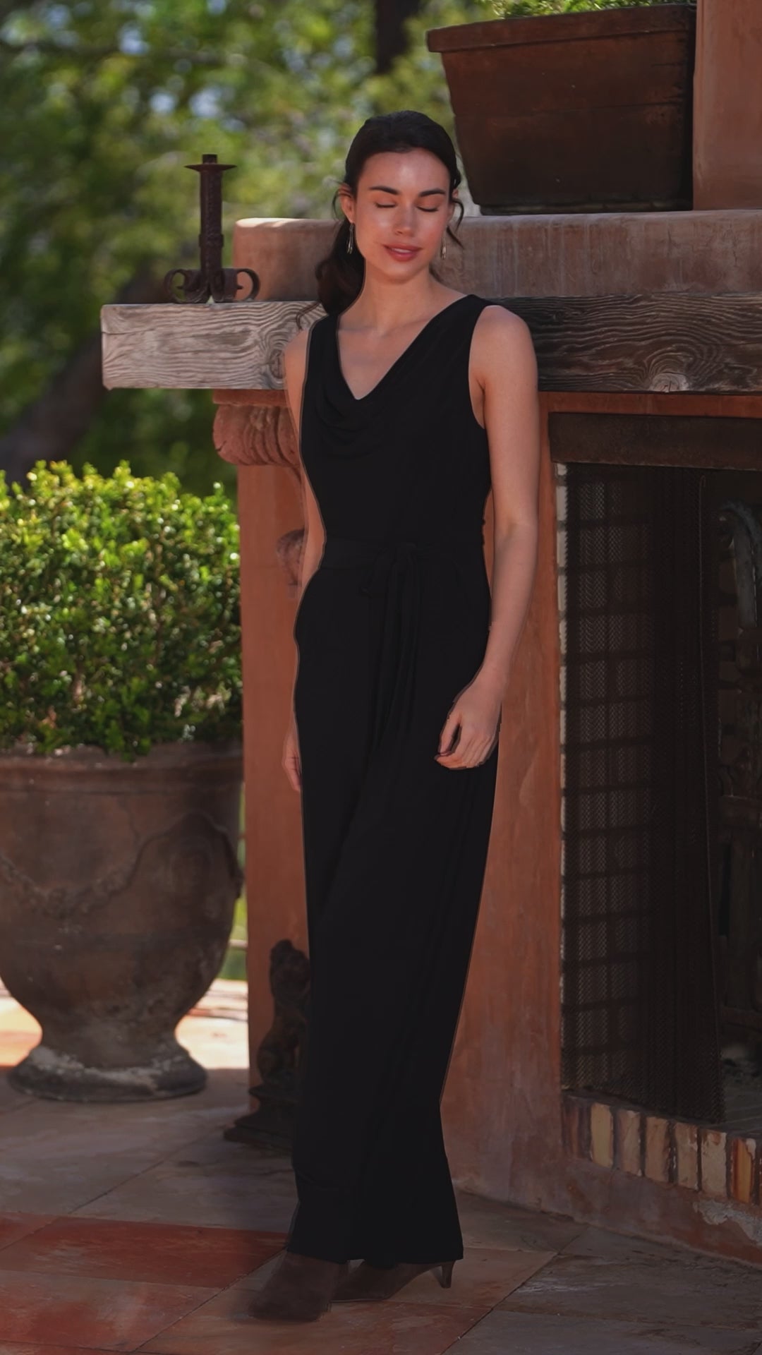 Camila Travel Jersey Sleeveless Cowl Neck Jumpsuit