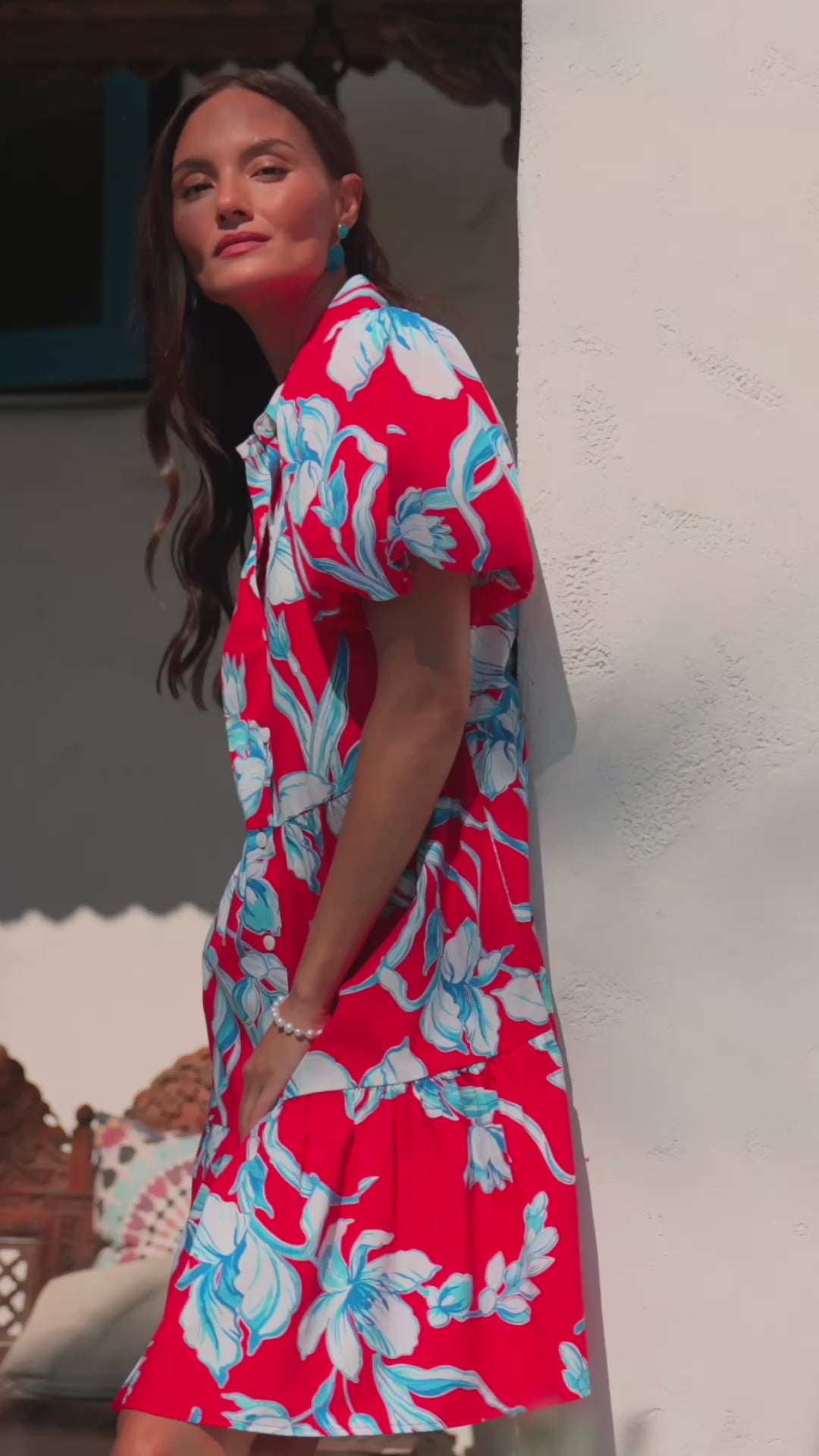 Puff Sleeve Tiered Shirtdress