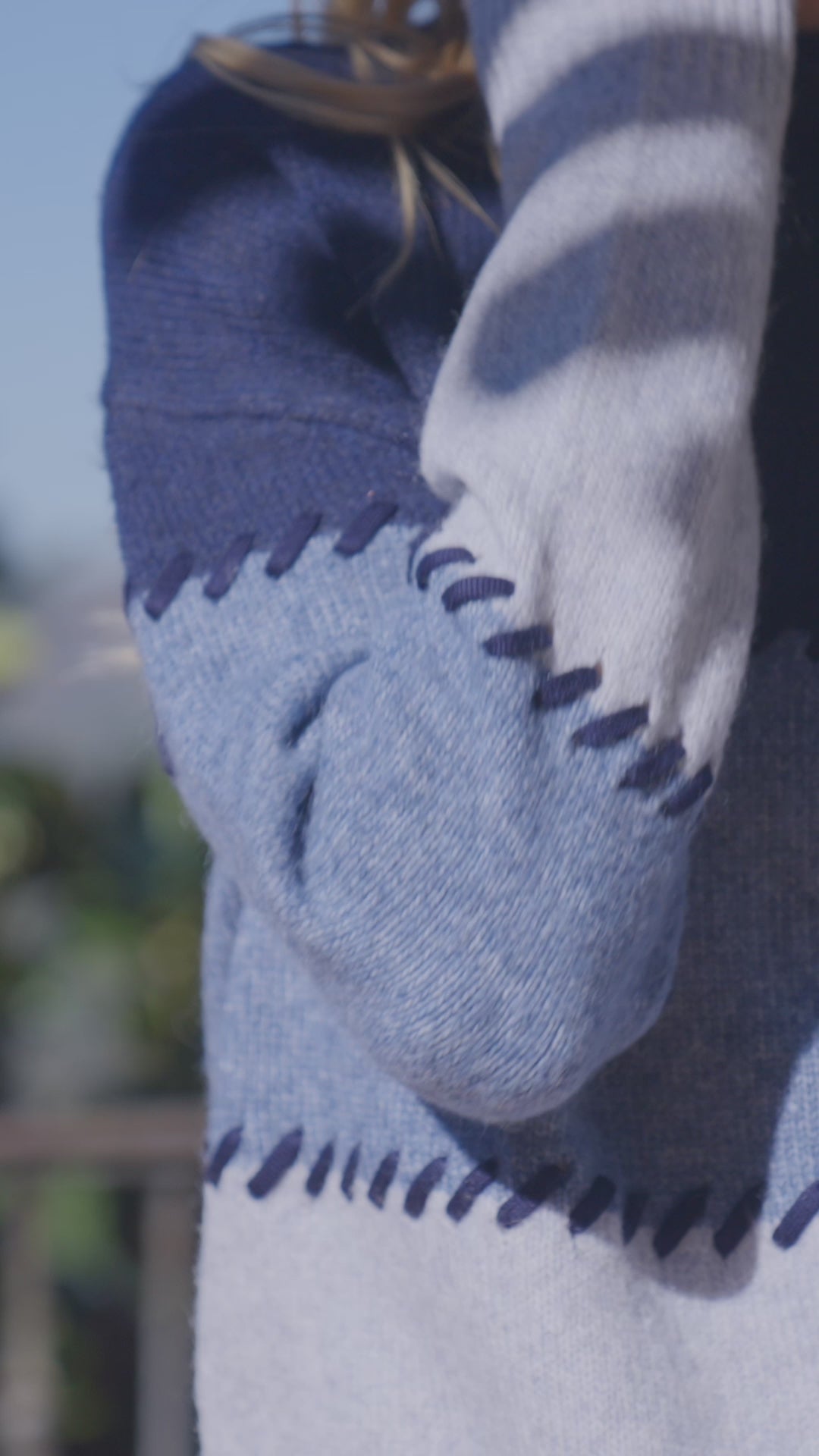 Contrast Stitch Mock Neck Colorblock Sweater