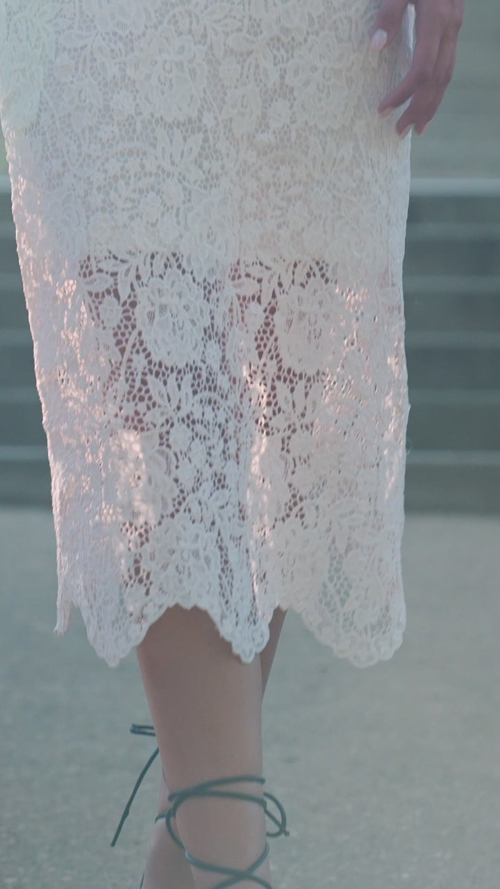 Lace Midi Pencil Skirt