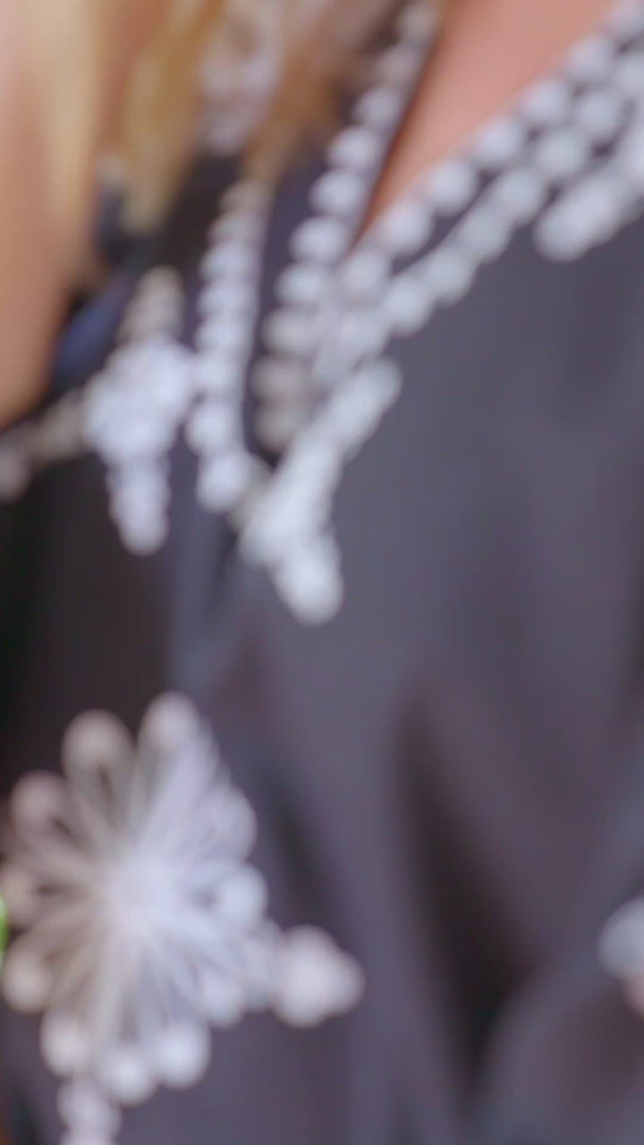 Bracelet Sleeve Embroidered Asymmetric Top