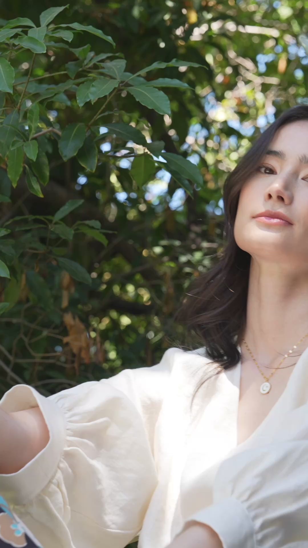 Blouson Sleeve Linen Tie-Front Top