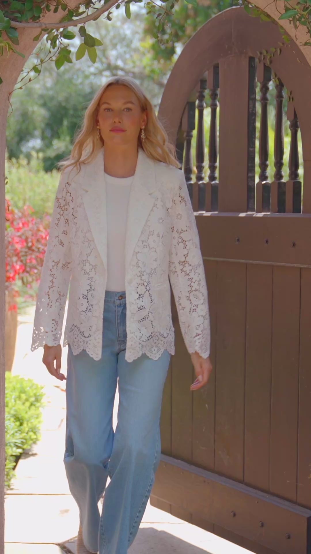 Floral Lace Scallop Edge Blazer