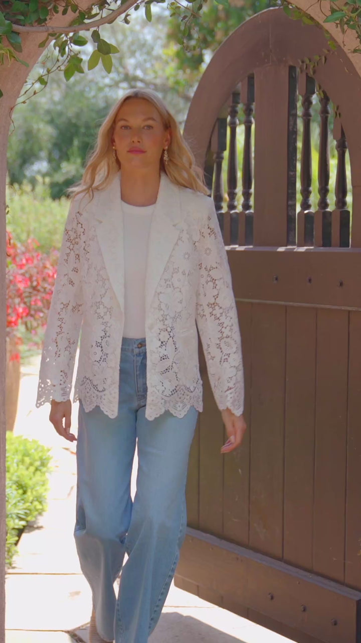 Floral Lace Scallop Edge Blazer