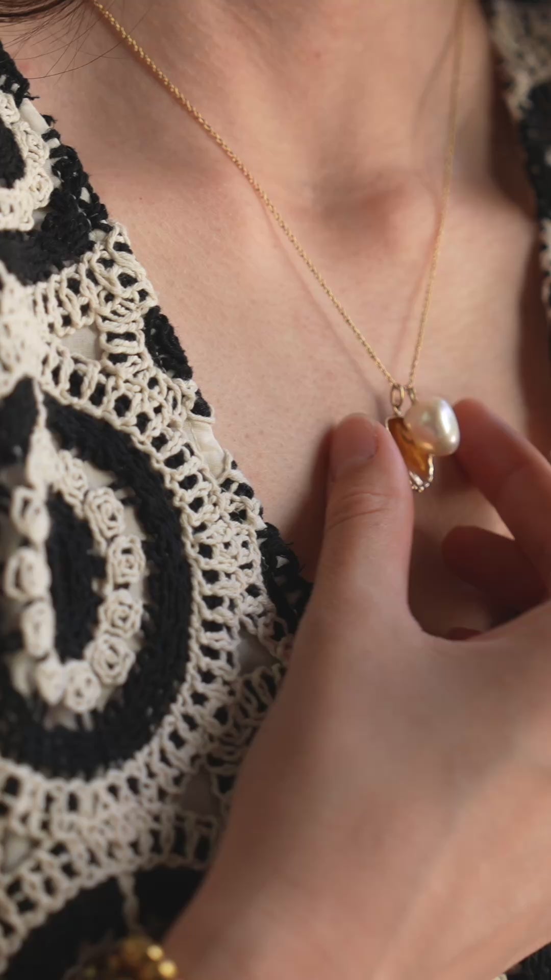 Gold Plated Shell And Pearl Necklace